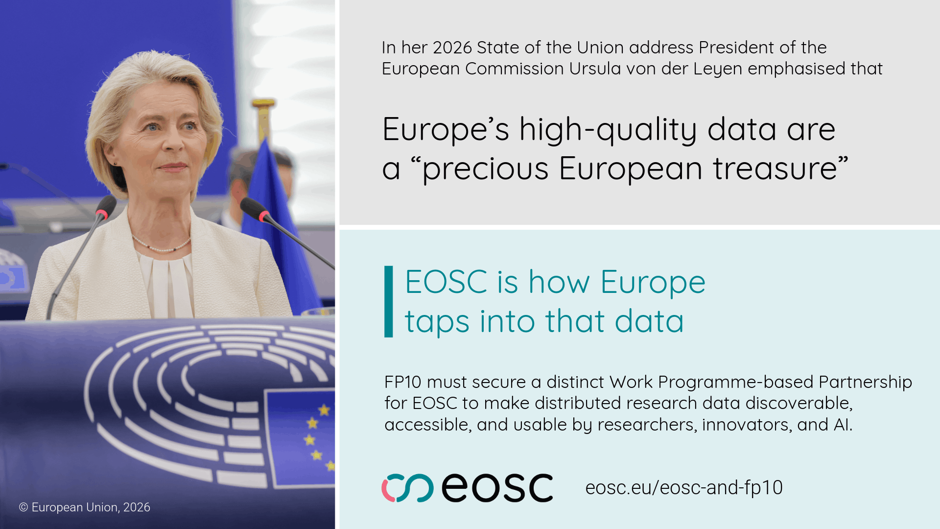 EOSC and FP10 quote by Ursula von der Leyen